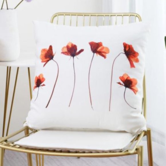 Red poppy throw pillow - Picture 2 of 4